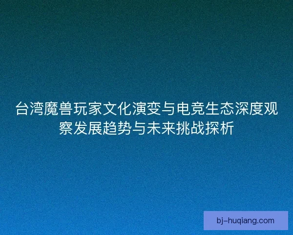 台湾魔兽玩家文化演变与电竞生态深度观察发展趋势与未来挑战探析