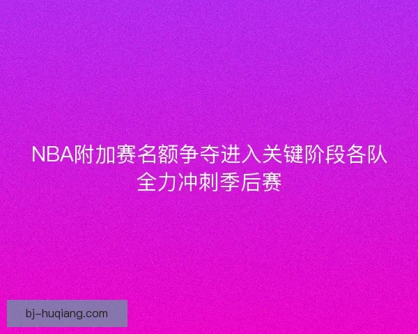 NBA附加赛名额争夺进入关键阶段各队全力冲刺季后赛